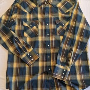 Ely Cattleman Vintage Pearl Snap Shirt Mens L